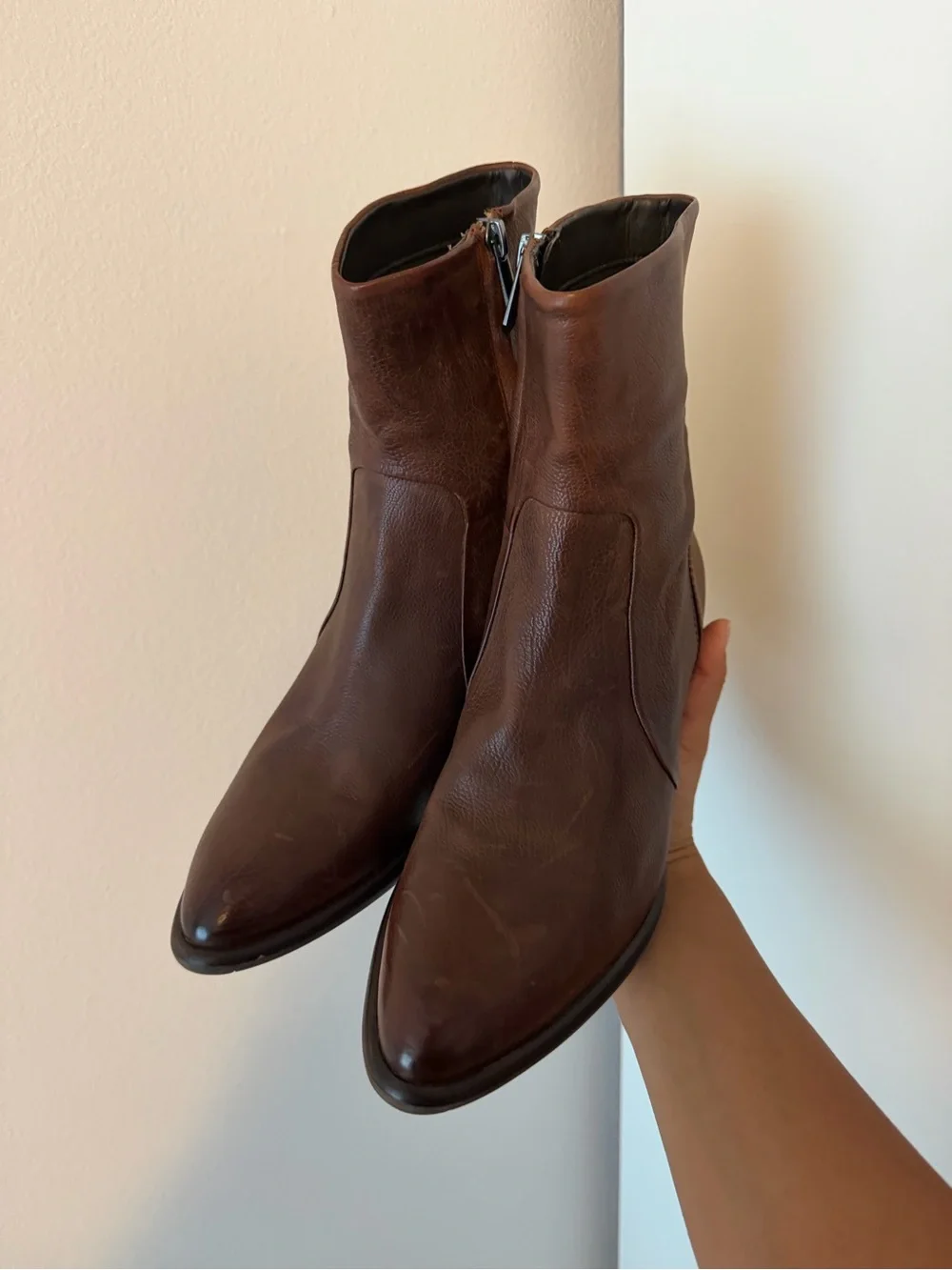Sam Edelman Chestnut Brown Leather Mid-Calf Boot